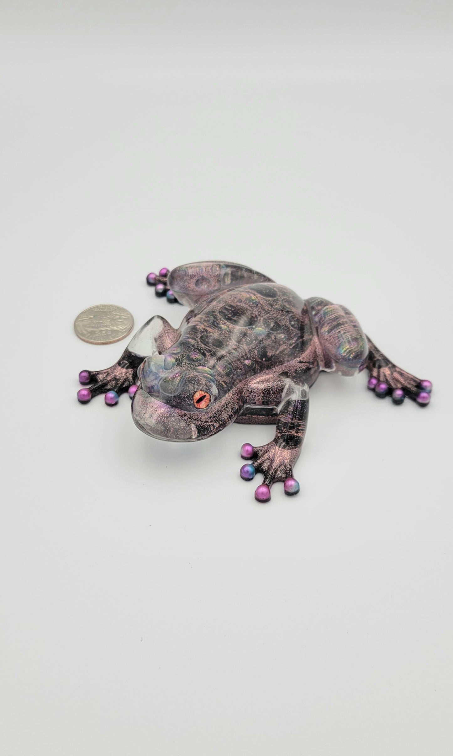 Purple Epoxy Frog with Bubbles