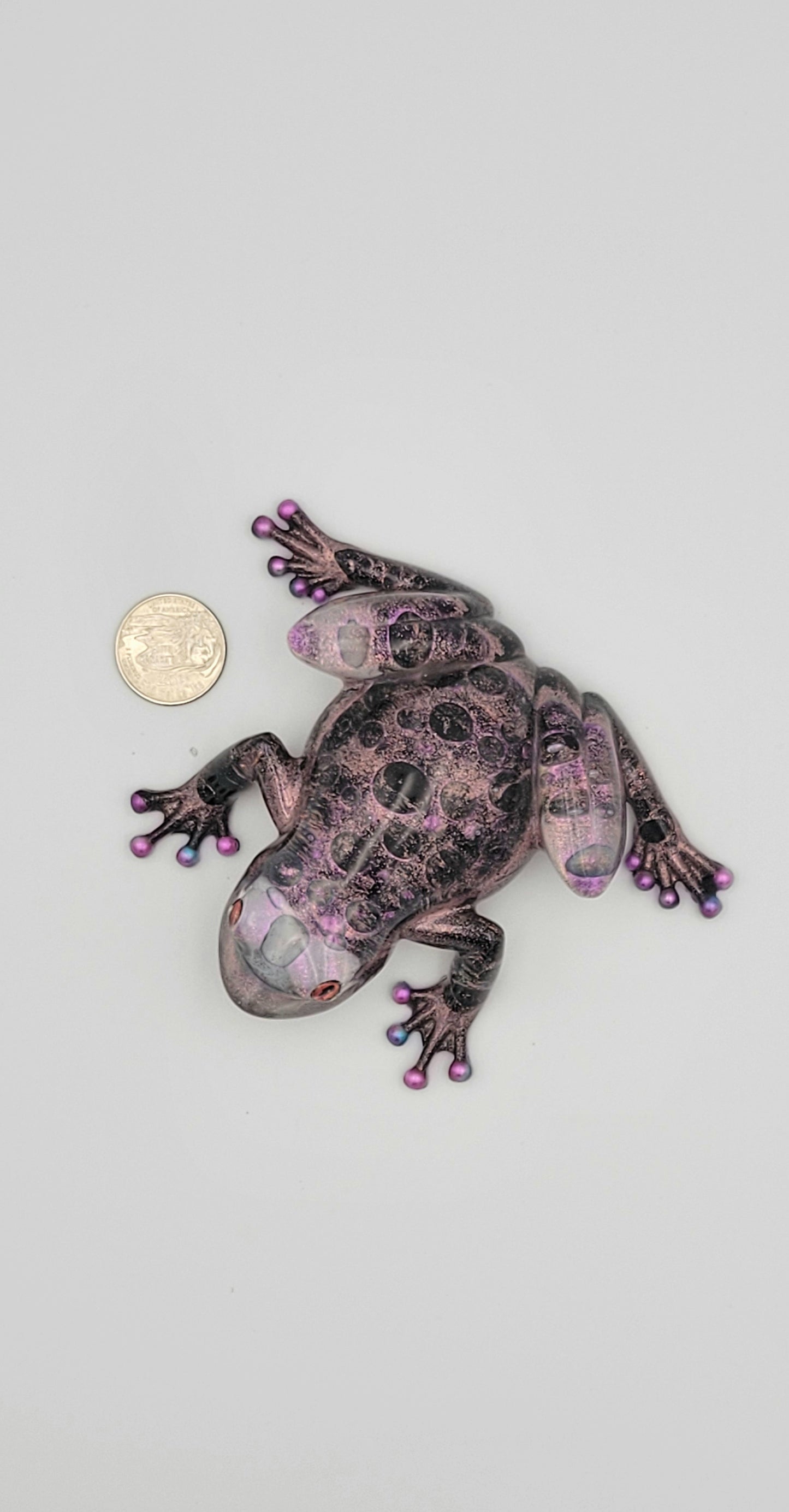Purple Epoxy Frog with Bubbles