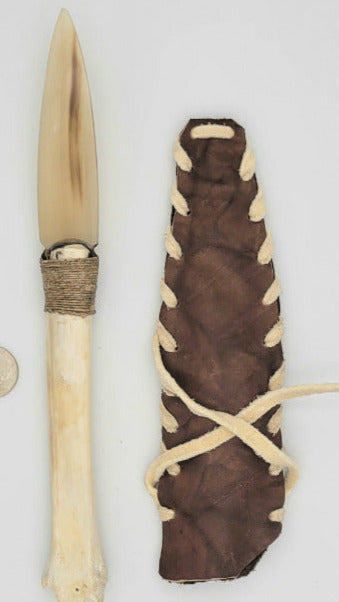 Natural Horn Dagger with Bone Handle
