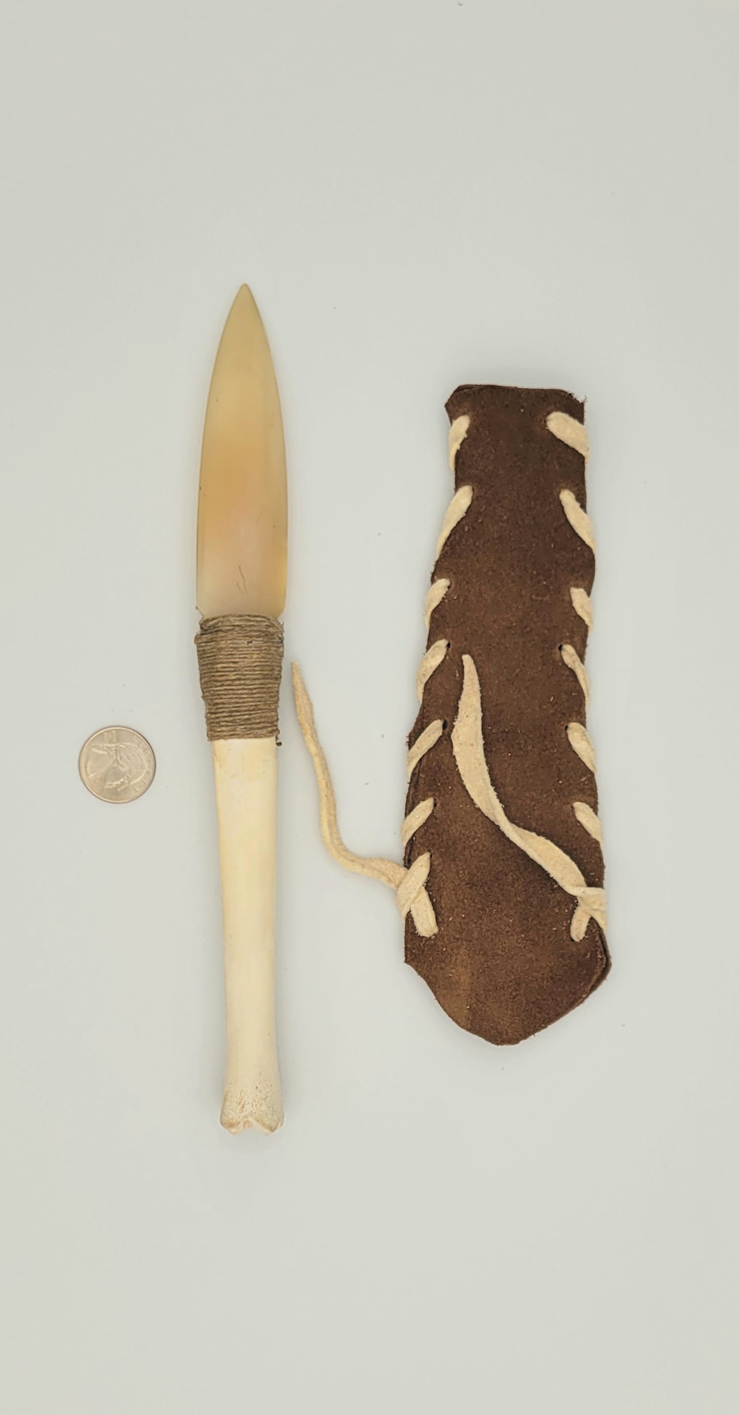 Natural Horn Dagger with Bone Handle