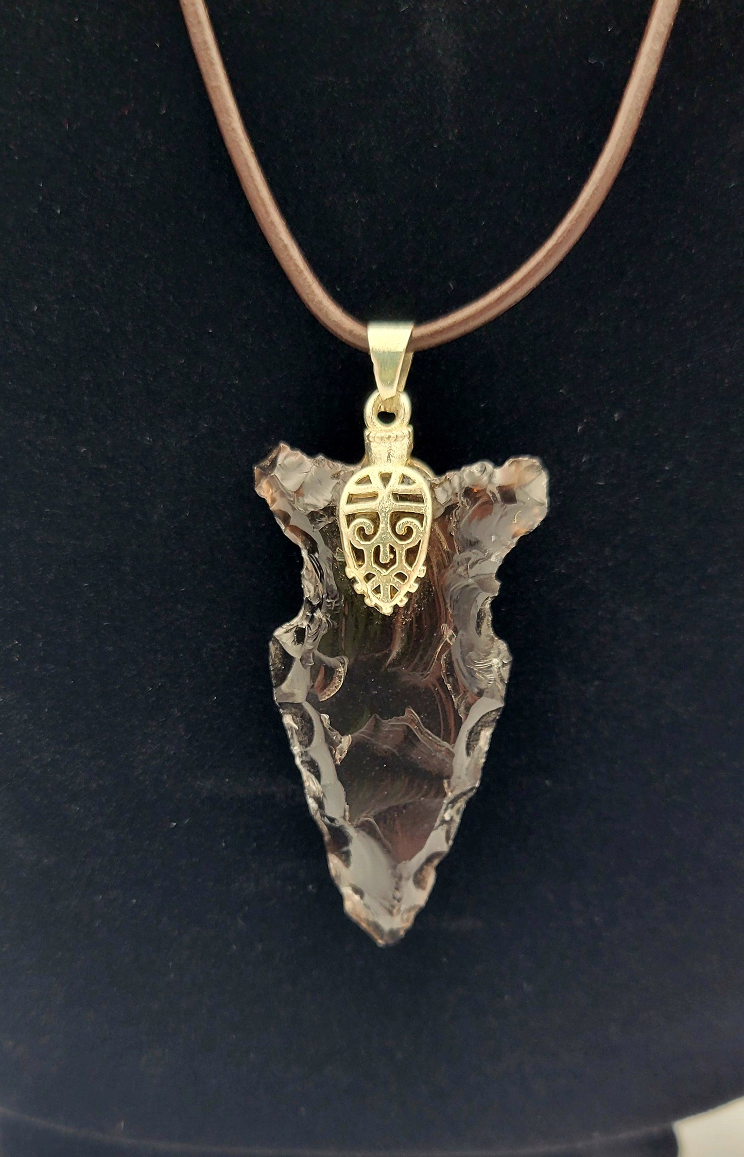 Grey Obsidian Arrowhead Necklace