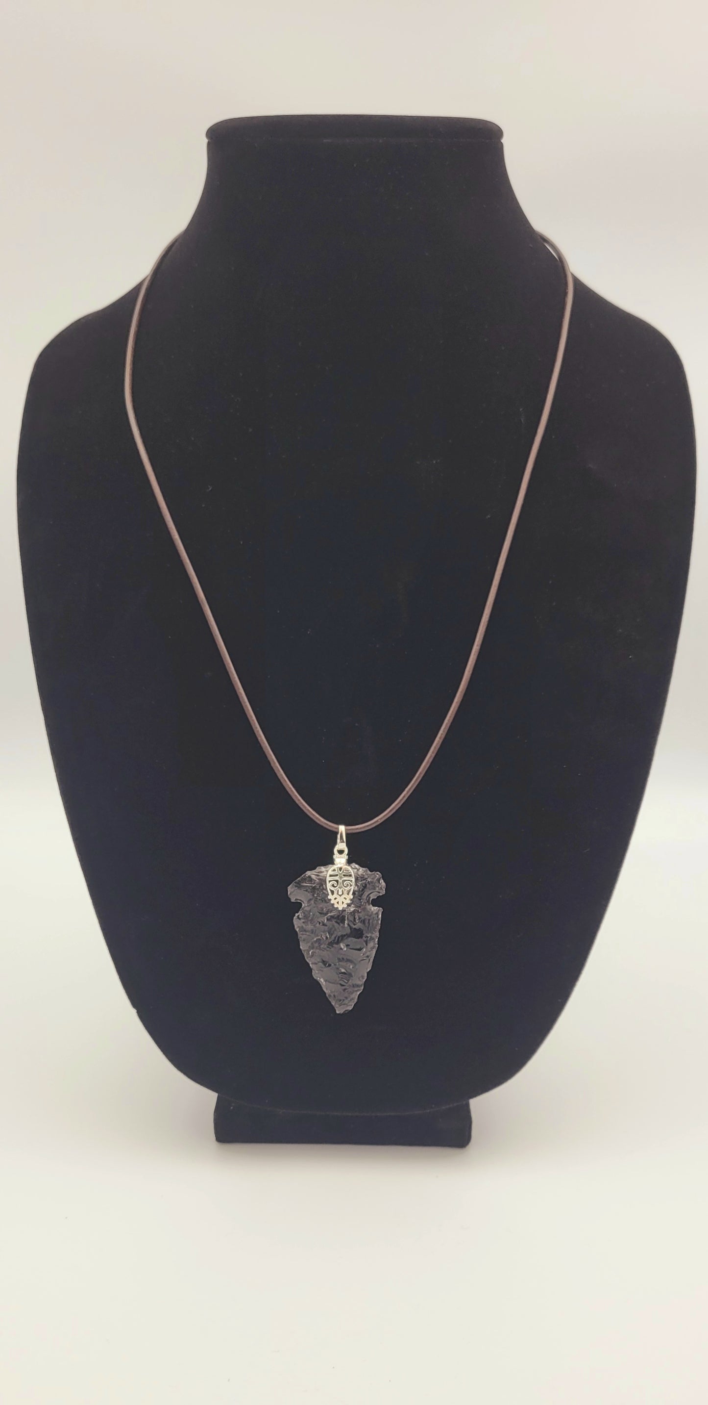 Black Obsidian Arrowhead Necklace with Titanium Veins