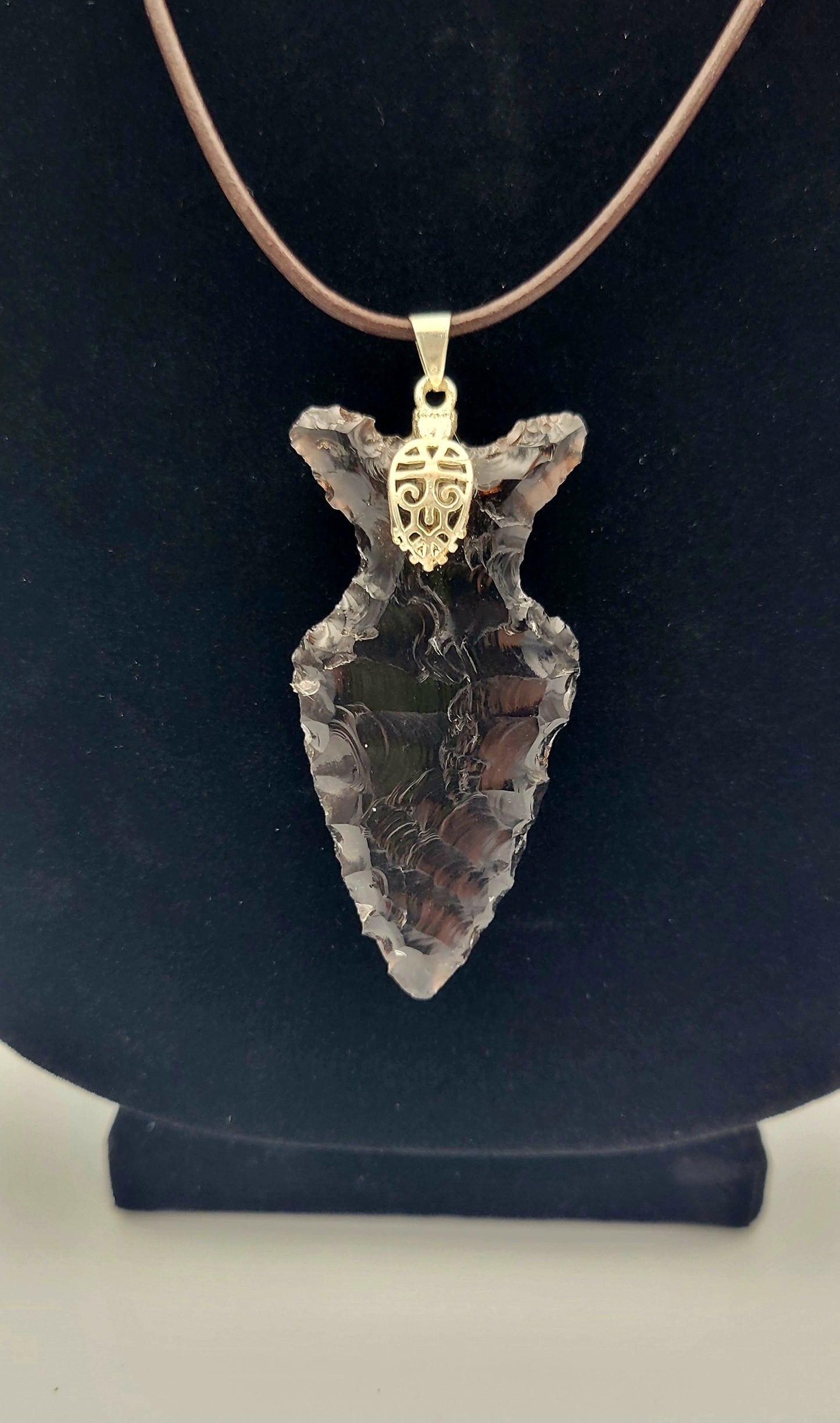Grey Obsidian Arrowhead Necklace