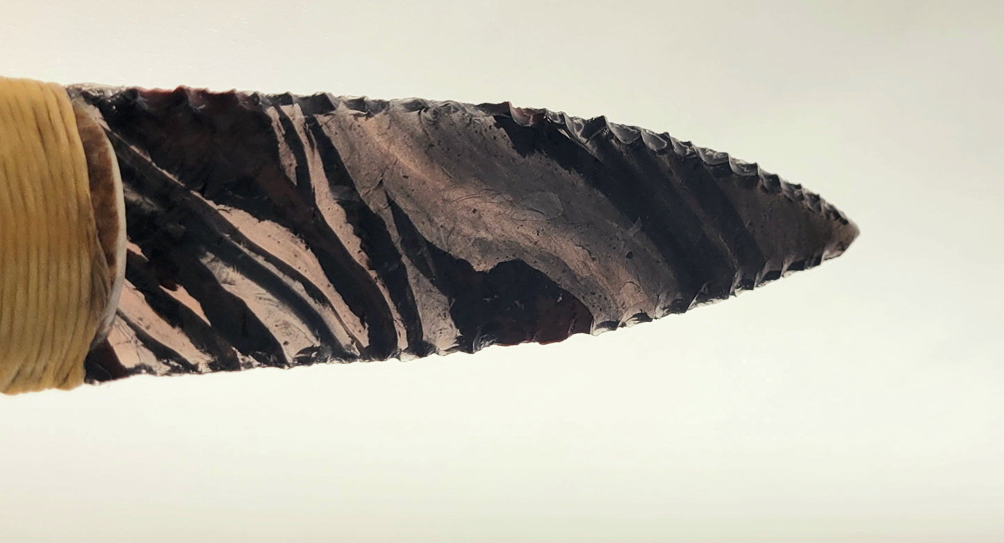 Large Obsidian Knife with Elk Horn Handle