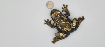 Gold and Black Epoxy Frog with Bubbles