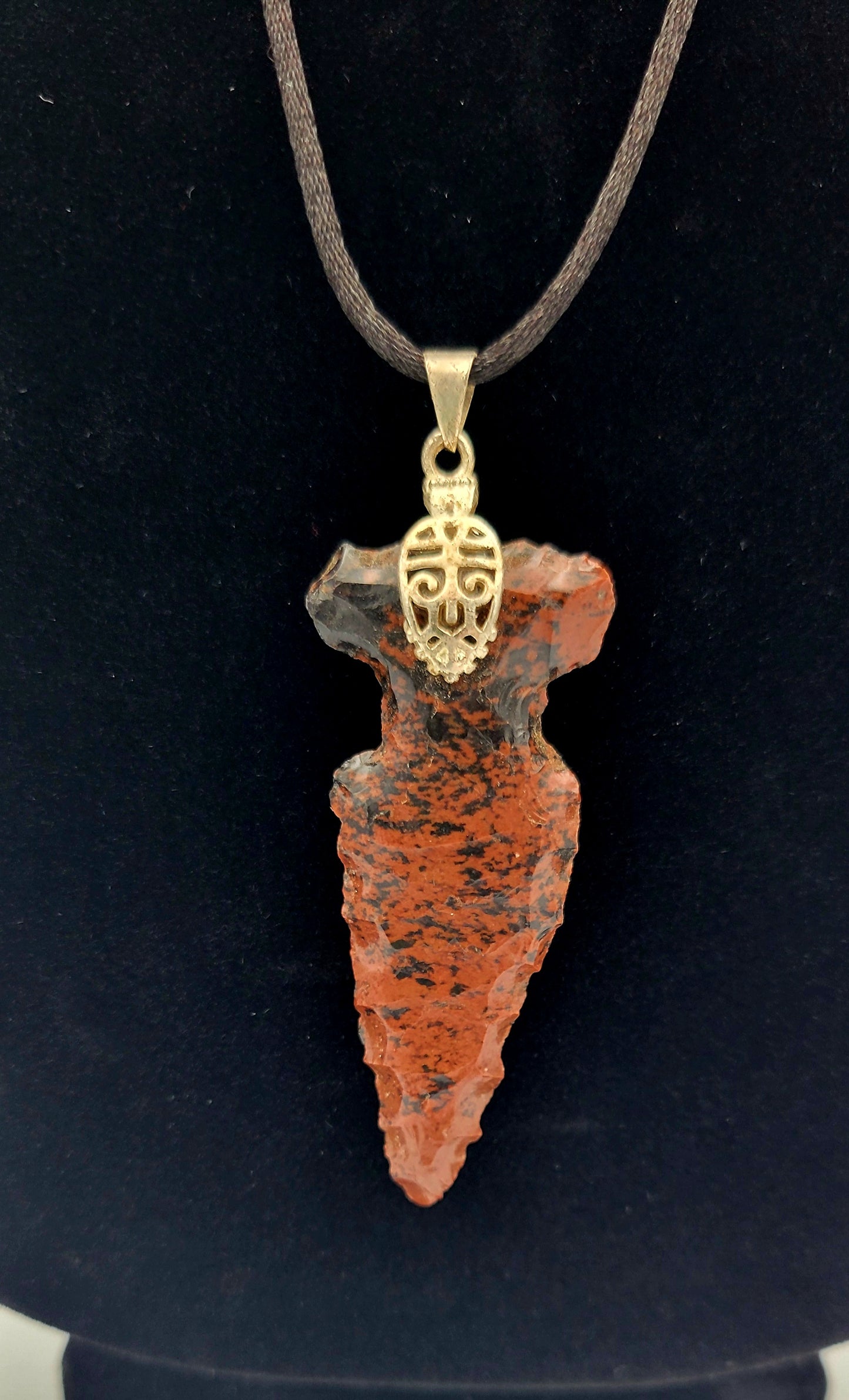 Mahogany Obsidian Arrowhead Necklace