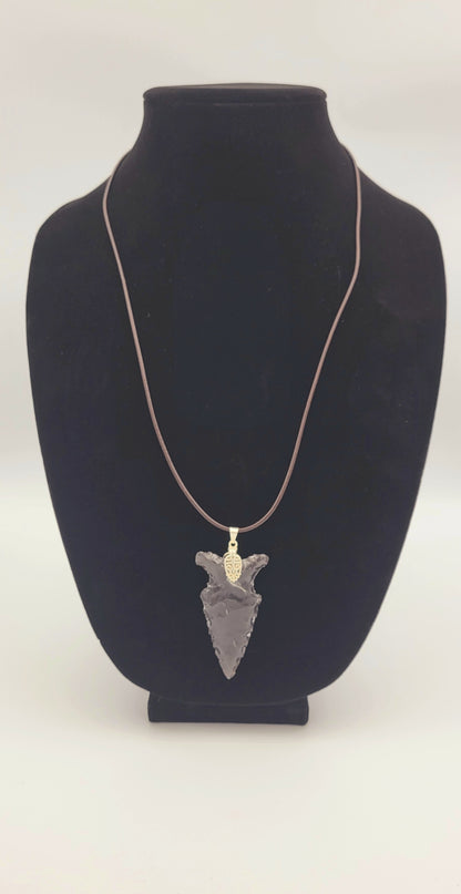 Grey Obsidian Arrowhead Necklace