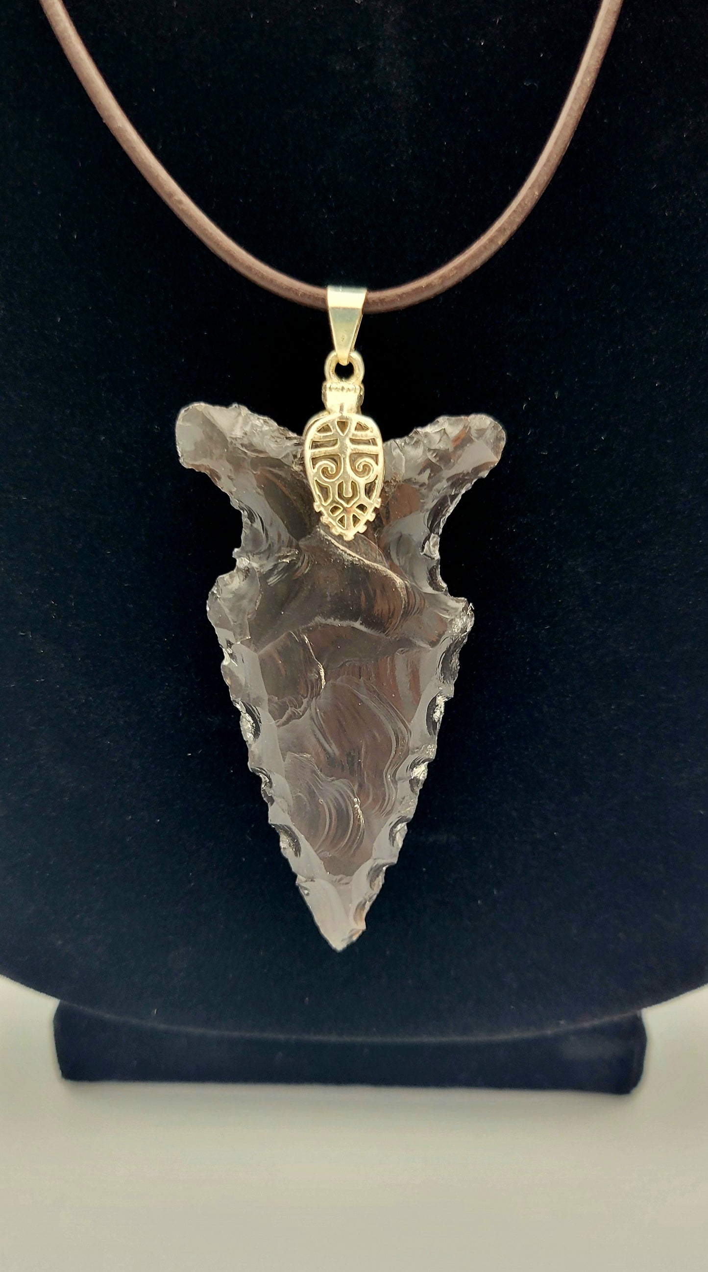 Grey Obsidian Arrowhead Necklace