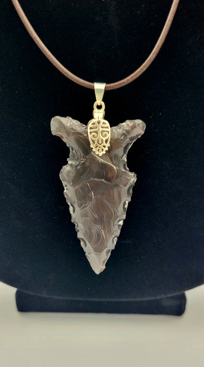 Grey Obsidian Arrowhead Necklace