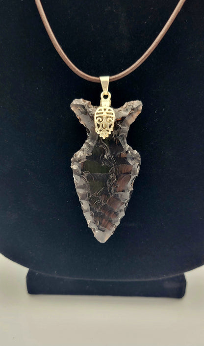 Grey Obsidian Arrowhead Necklace